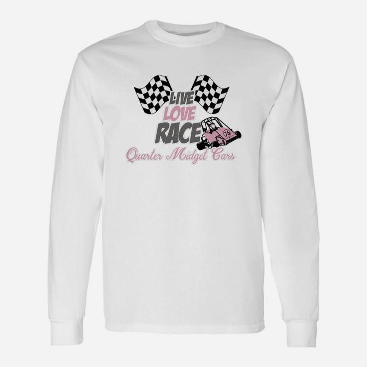 Live Love Race Quarter Midget Cars Shirt Pink Gray Grey Long Sleeve T-Shirt
