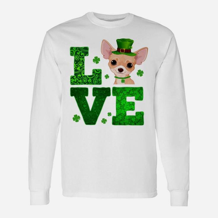 Love Chihuahua St Patricks Day Dog Lover Gif Long Sleeve T-Shirt