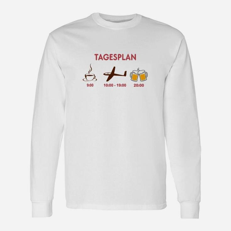 Lustiges Tagesplan Langarmshirts für Herren mit Kaffee, Arbeit, Bier Motiven