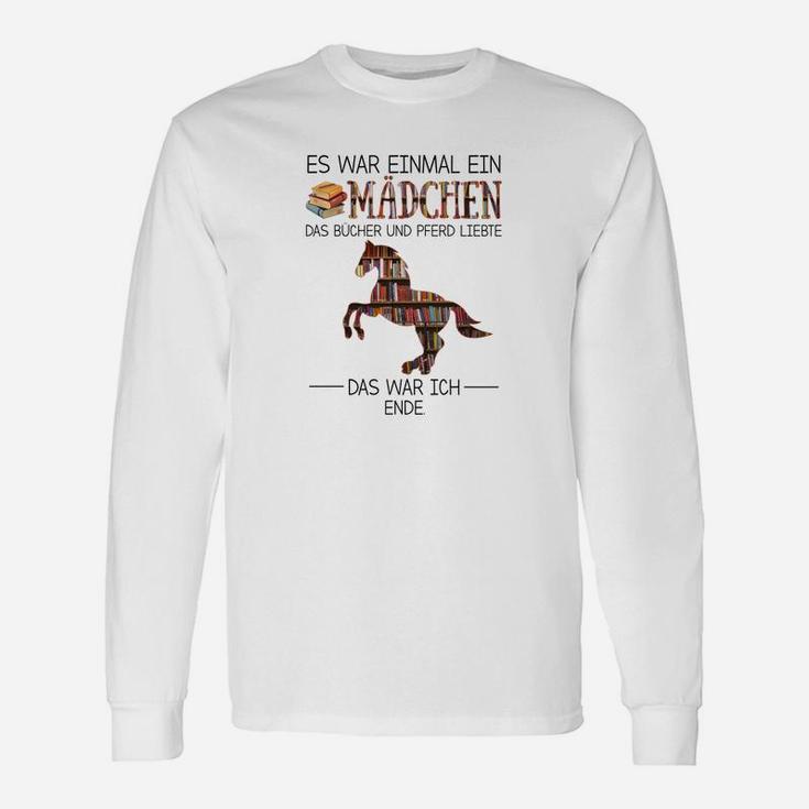 Mädchen Bücher und Pferde Liebhaberin Langarmshirts, Lustiges Lesemotiv Tee