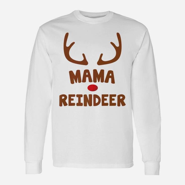 Mama Christmas Reindeer Face Costume Long Sleeve T-Shirt