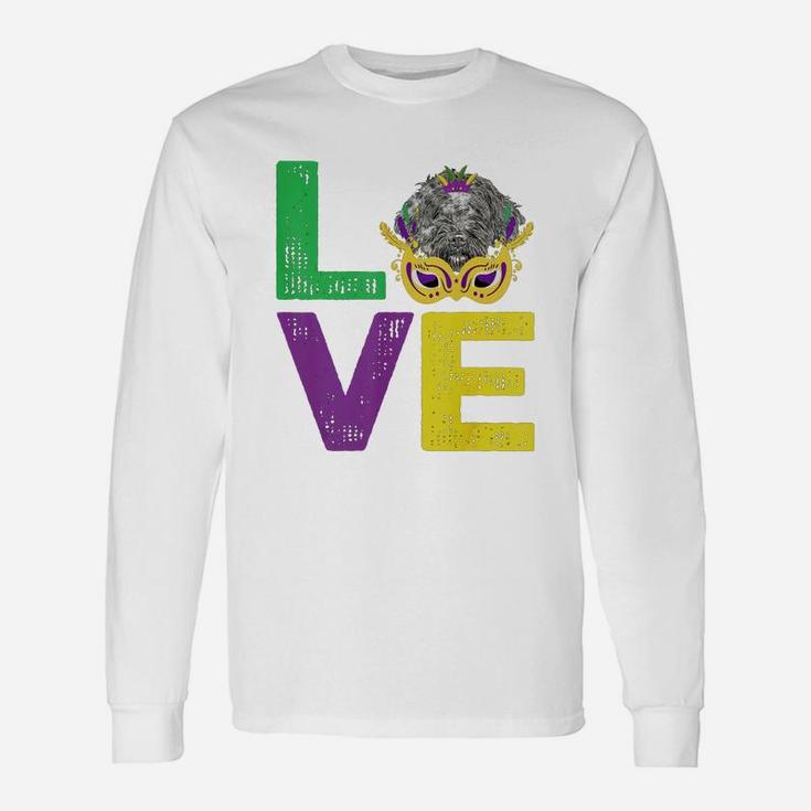 Mardi Gras Fat Tuesday Costume Love Portuguese Water Dog For Dog Lovers Long Sleeve T-Shirt