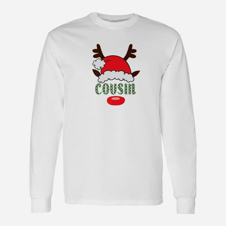 Matching Santa Hat With Reindeer Antlers Cousin Long Sleeve T-Shirt