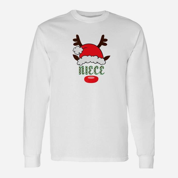 Matching Santa Hat With Reindeer Antlers Niece Long Sleeve T-Shirt