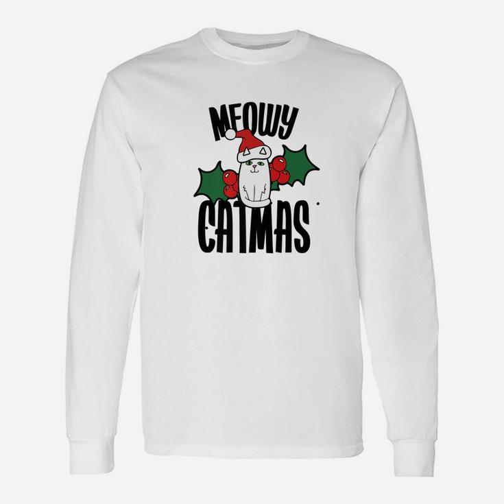 Meowy Catmas Cat Lover Christmas Tee Shirts Long Sleeve T-Shirt