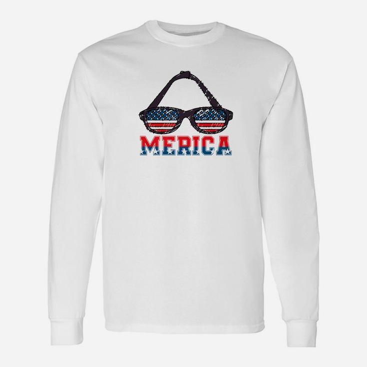 Merica Sunglasses Patriotic 4th Of July Veterans Flag Day Premium Long Sleeve T-Shirt