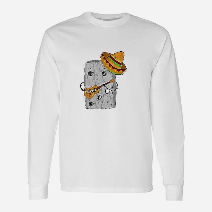 Mexican Train Dominoes With Guitar And Sombrero Long Sleeve T-Shirt