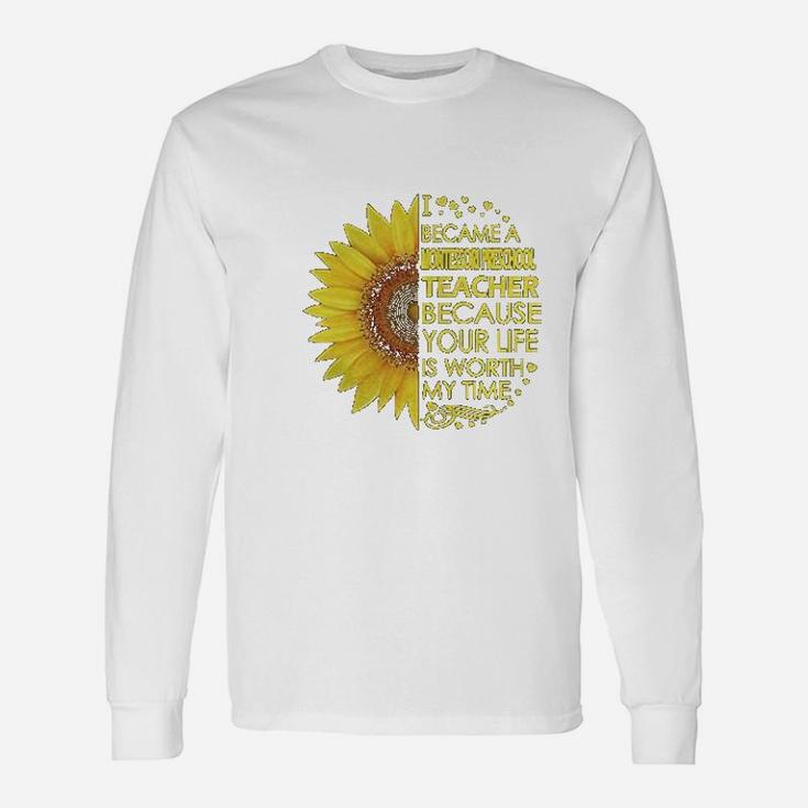Montessori Preschool Teacher Sunflower Long Sleeve T-Shirt