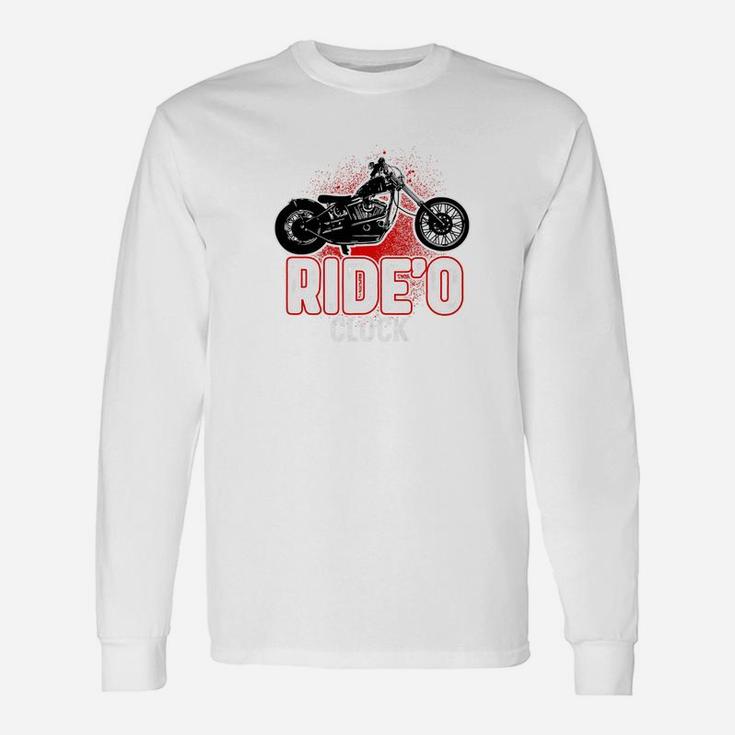Motorcycle Shirt Biker Rideo Clock Ride Bike Dad Papa Long Sleeve T-Shirt