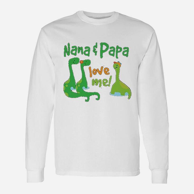 Nana Papa Love Me Grandchild Dinosaur Long Sleeve T-Shirt