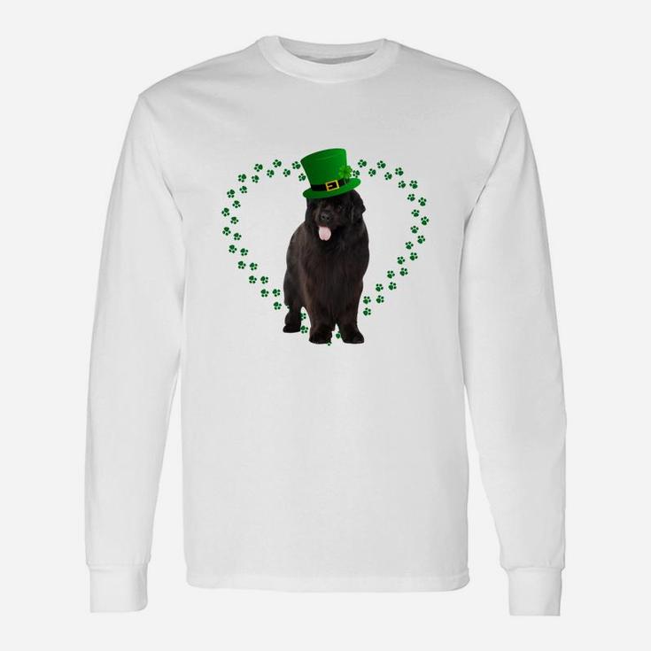Newfoundland Heart Paw Leprechaun Hat Irish St Patricks Day For Dog Lovers Long Sleeve T-Shirt