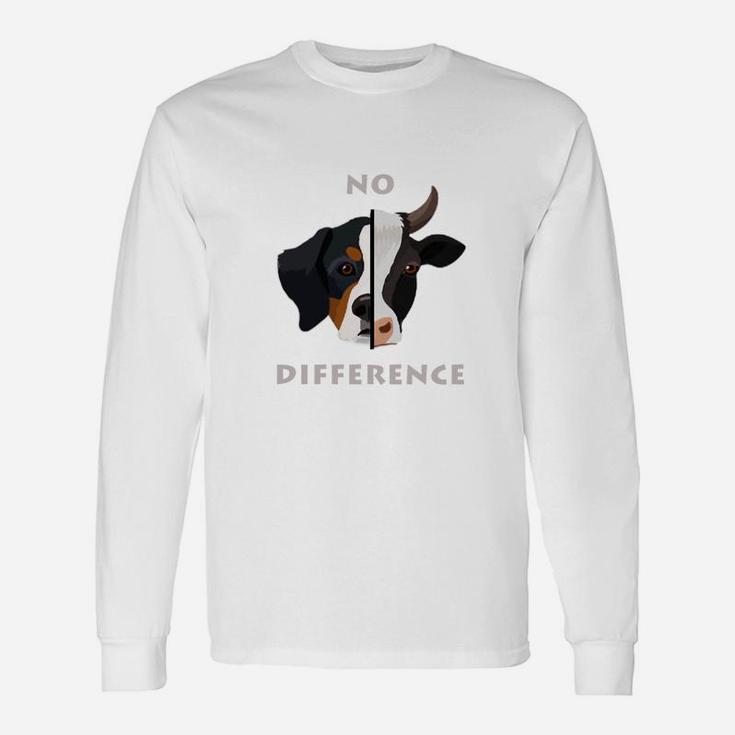 No Difference Dog Cow Vegan Vegetarian Long Sleeve T-Shirt