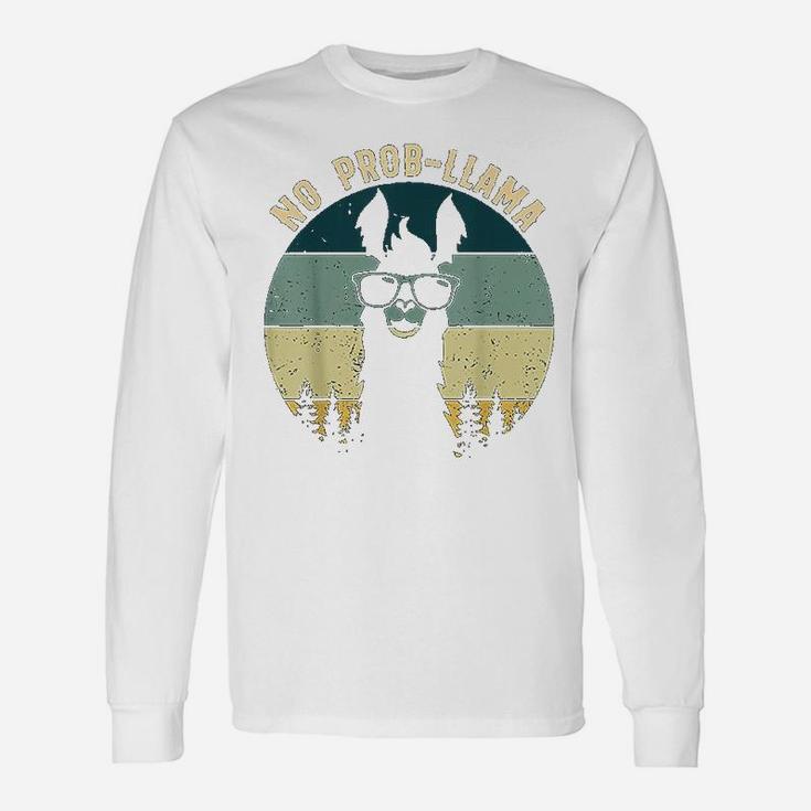 No Probllama Vintage Llama Alpaca Long Sleeve T-Shirt
