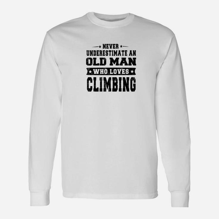Old Man Loves Climbing Vintage Men Saying Long Sleeve T-Shirt