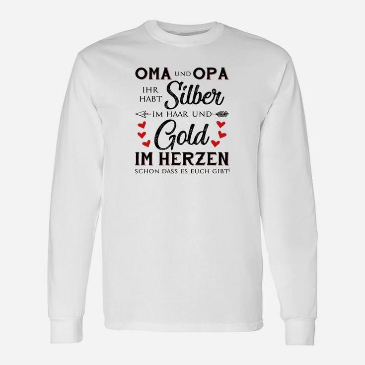 Oma und Opa Herzdesign Langarmshirts in Silber und Gold