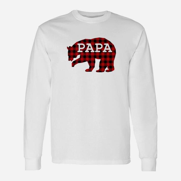 Papa Bear Matching Buffalo Christmas Pajama Long Sleeve T-Shirt