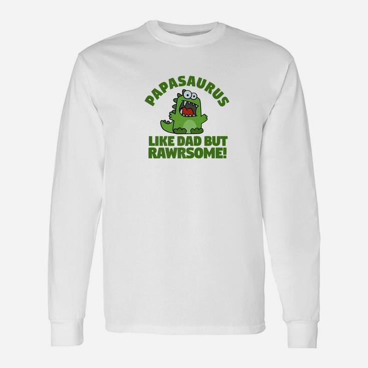 Papasaurus Italian Dad Cute Dinosaur Shirt Long Sleeve T-Shirt