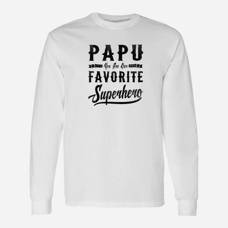 Papu Superhero Fathers Day Dad Grandpa Men Long Sleeve T-Shirt