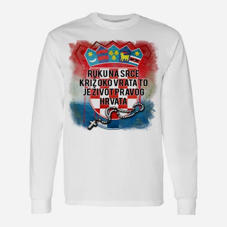 Patriotisches Kroatien Langarmshirts, Herz & Flaggen Design