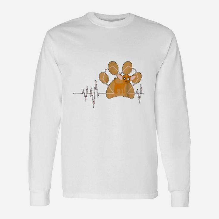 Paw Dog Chihuahua Heartbeats Long Sleeve T-Shirt