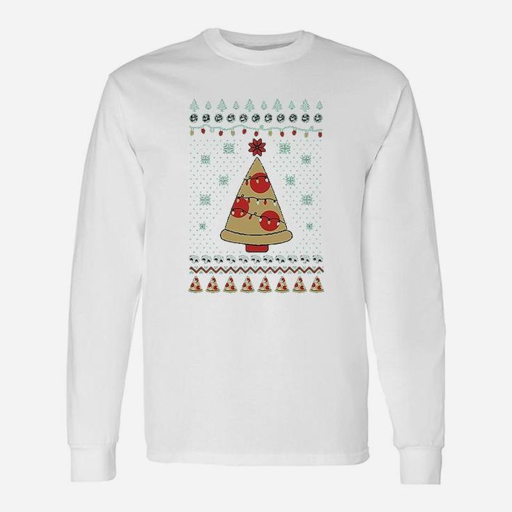 Pizza Ugly Christmas Xmas Pizza Tree Long Sleeve T-Shirt