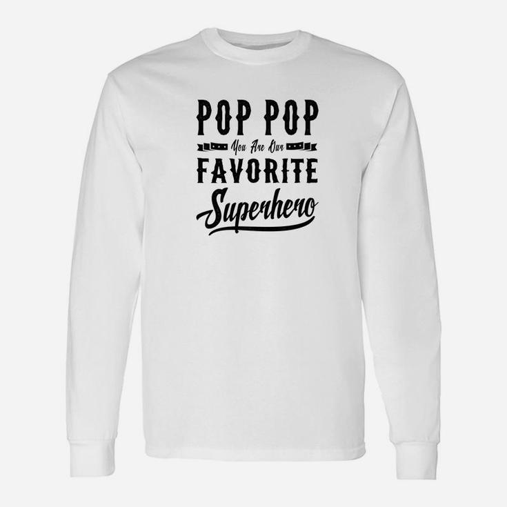Pop Pop Superhero Fathers Day Dad Grandpa Men Long Sleeve T-Shirt