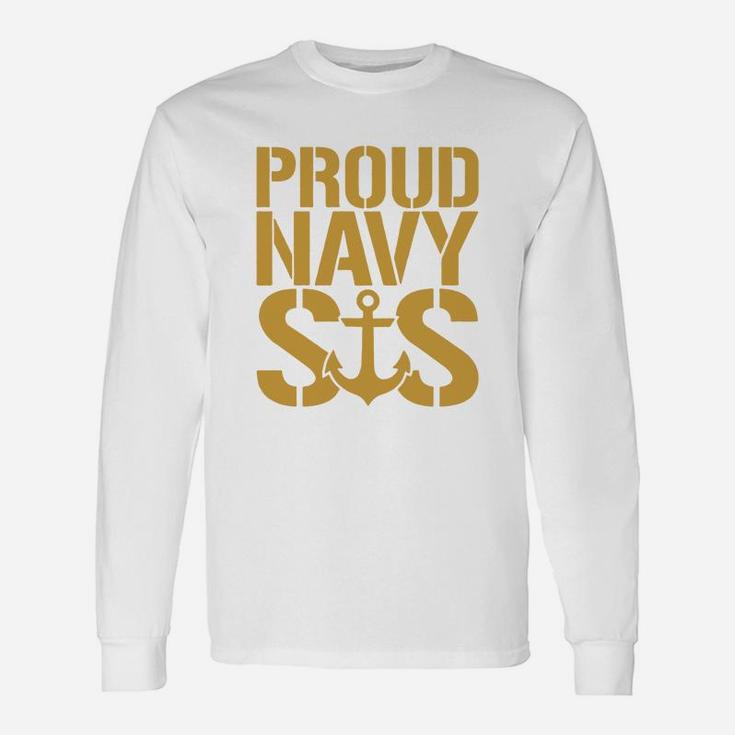Proud Navy Sister In Navy Long Sleeve T-Shirt