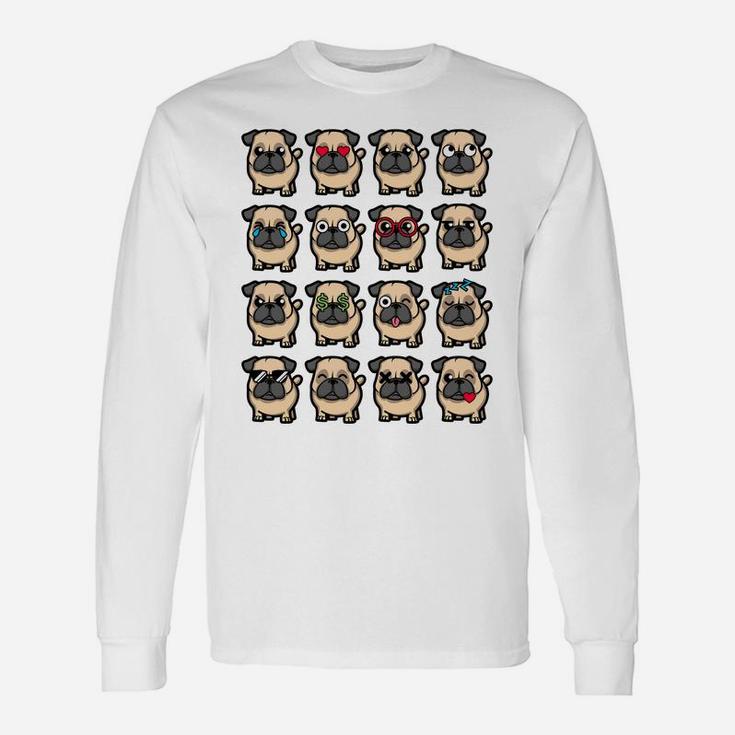 Pug Dog Emotions Long Sleeve T-Shirt