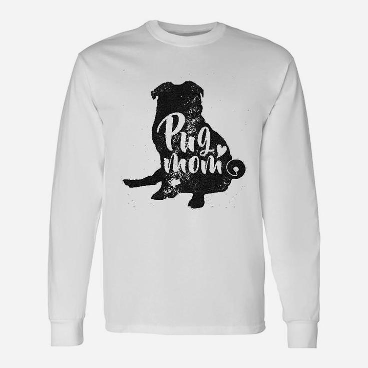 Pug Mom For Dog Mom Pet Owner Lover Vintage Graphic Long Sleeve T-Shirt