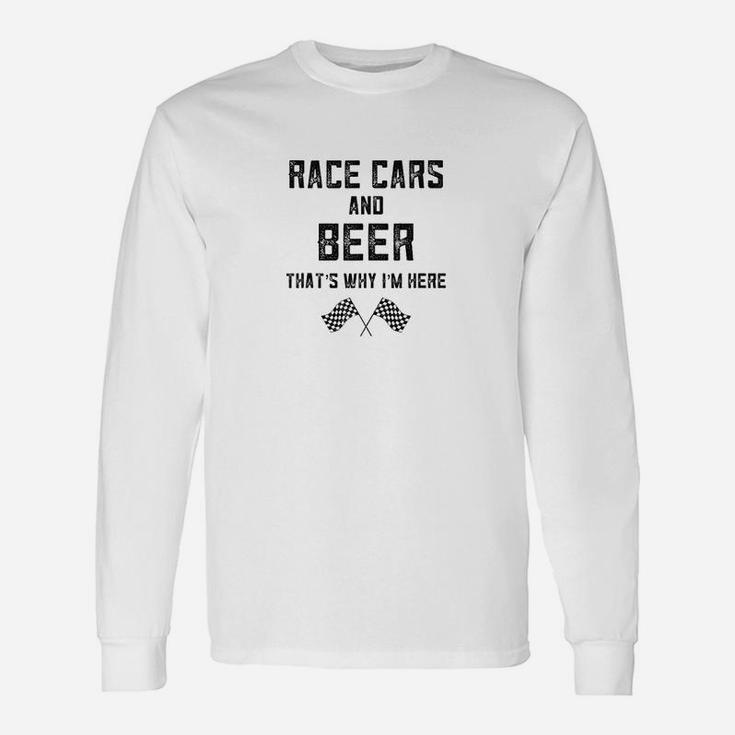 Race Track For Checkered Flag Fast Cars Beer Race Day Long Sleeve T-Shirt