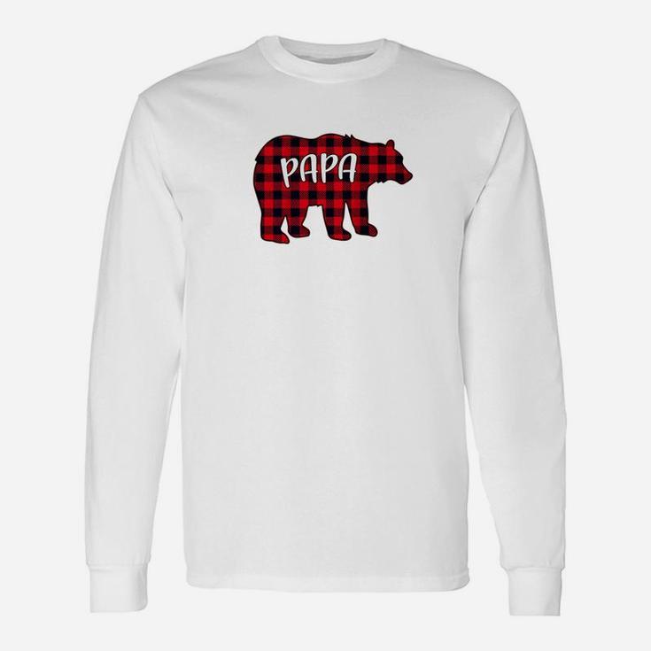 Red Plaid Papa Bear Matching Buffalo Christmas Long Sleeve T-Shirt