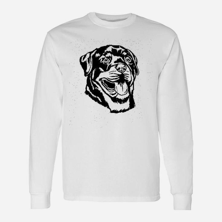 Rottweiler Dog Face Graphic Long Sleeve T-Shirt
