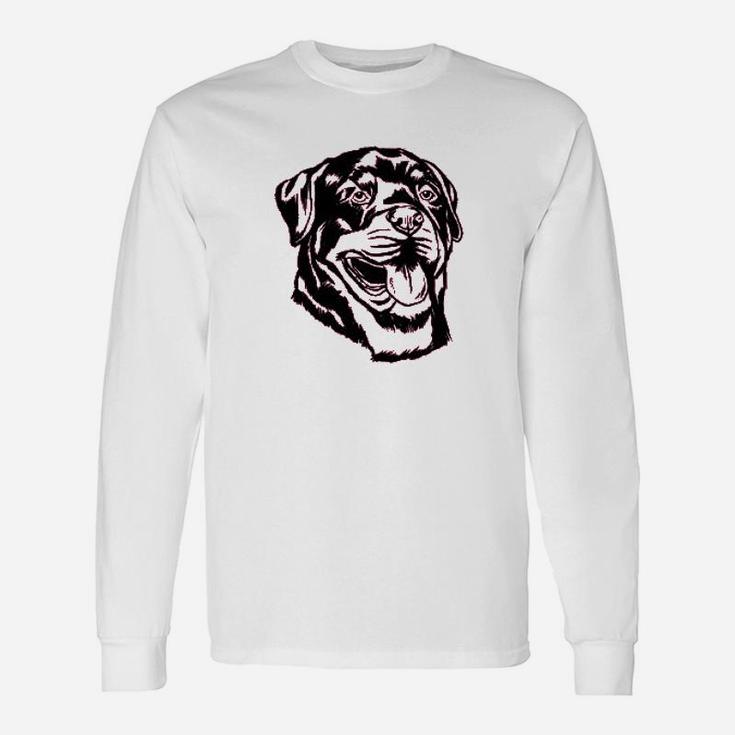Rottweiler Dog Face Graphics Long Sleeve T-Shirt