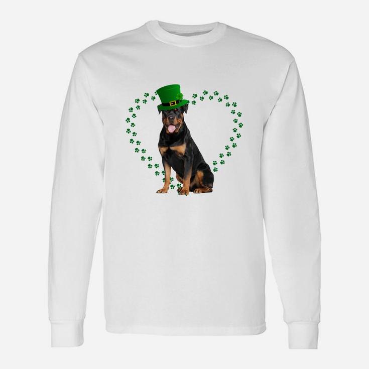 Rottweiler Heart Paw Leprechaun Hat Irish St Patricks Day For Dog Lovers Long Sleeve T-Shirt