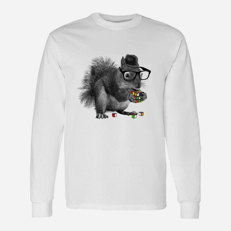 Rubik S Cube Hipster Squirrel Long Sleeve T-Shirt