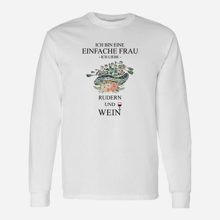 Rudern und Wein Liebhaber Damen Langarmshirts, Ideales Geschenk für Weinliebhaberinnen