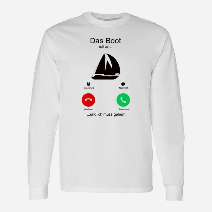 Seemanns Humor Langarmshirts: Das Boot ruft an… und ich muss gehen!, Segelschiff & Telefon