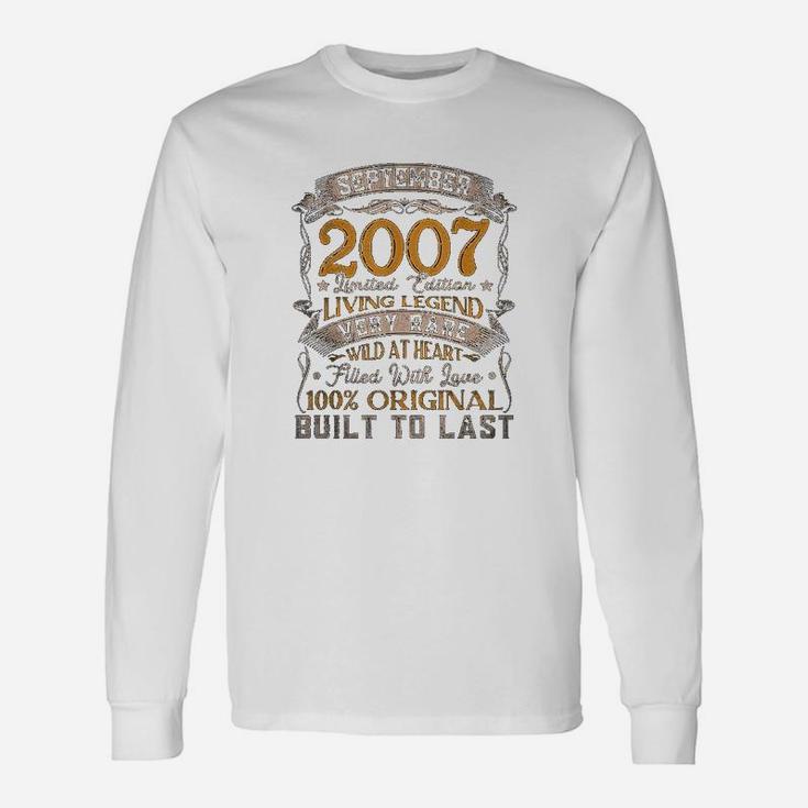 September 2007 Vintage 15th Birthday Classic 15 Years Old Long Sleeve T-Shirt