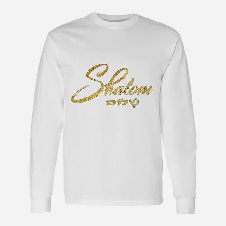 Shalom With Hebrew Writing And Gold Effect Long Sleeve T Shirt Seseable shalom-with-hebrew-writing-and-gold-effect-long-sleeve-t-shirt-seseable