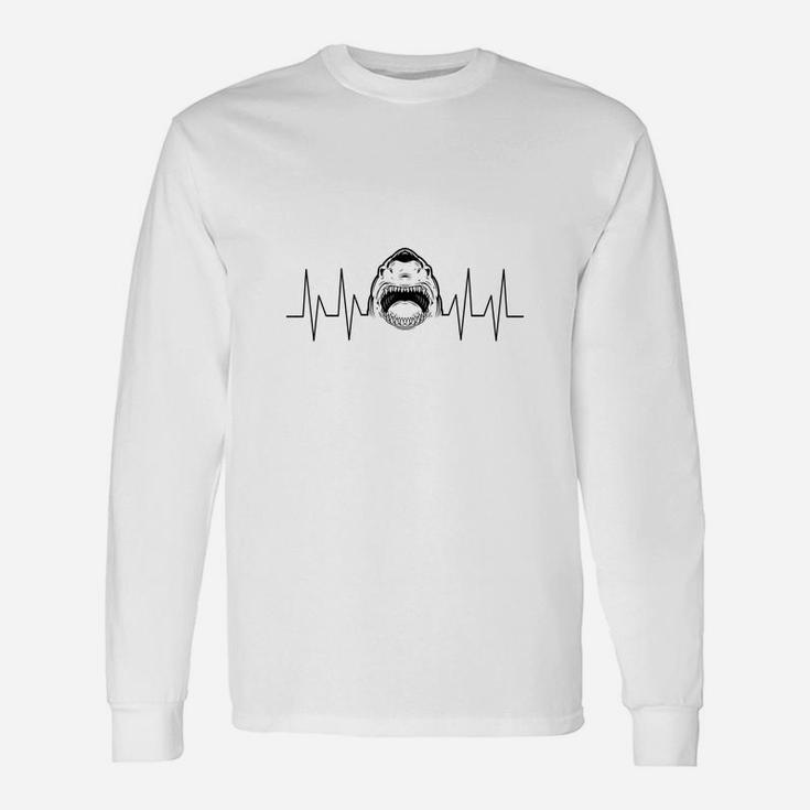 Shark Heart Beat, Shark Family, Nature Lover Long Sleeve T-Shirt