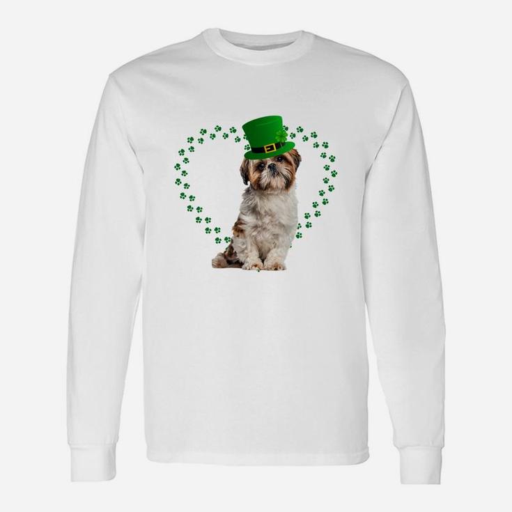 Shih Tzu Heart Paw Leprechaun Hat Irish St Patricks Day For Dog Lovers Long Sleeve T-Shirt