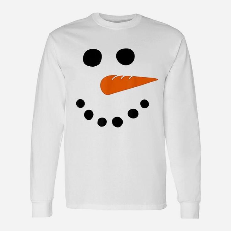 Snowman Face Carrot Nose Christmas Long Sleeve T-Shirt