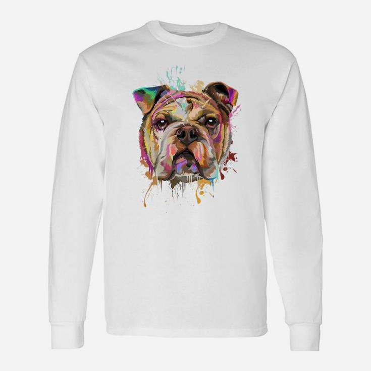Splash Art English Bulldog Cute Bulldog Long Sleeve T-Shirt