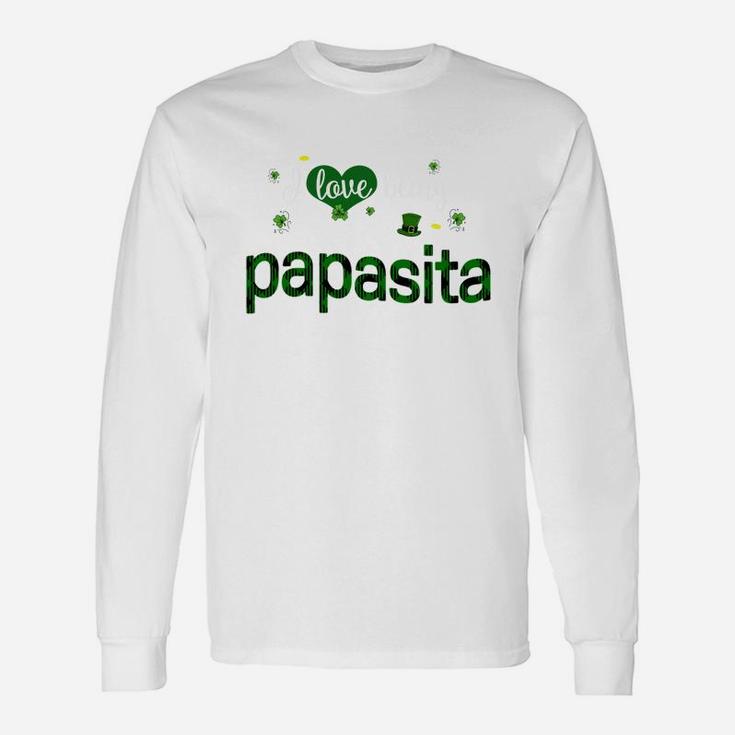 St Patricks Day Cute Shamrock I Love Being Papasita Heart Long Sleeve T-Shirt