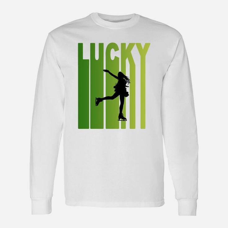 St Patricks Day Lucky Ice Skating Sport Lovers Long Sleeve T-Shirt