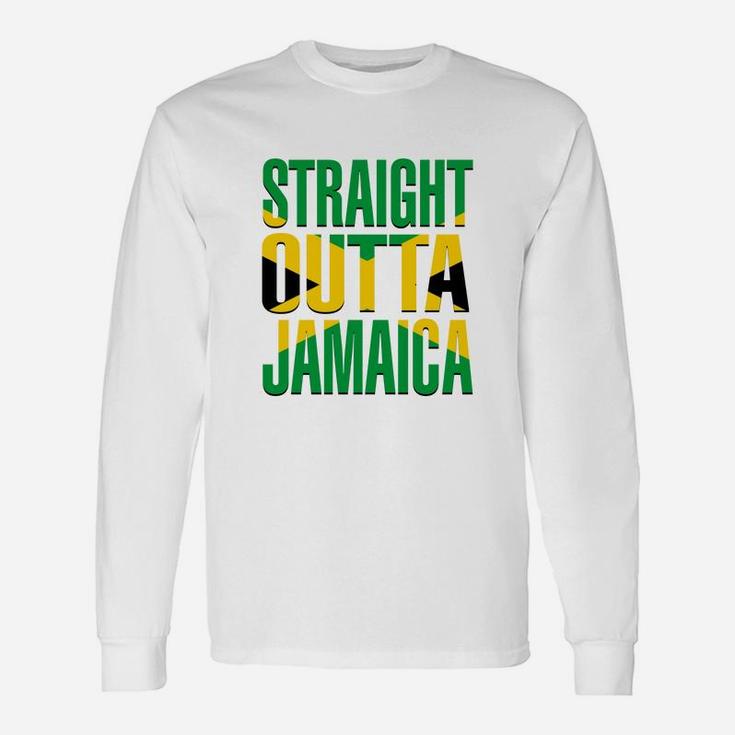 Straight Outta Jamaica Flag Pride T-shirt Long Sleeve T-Shirt