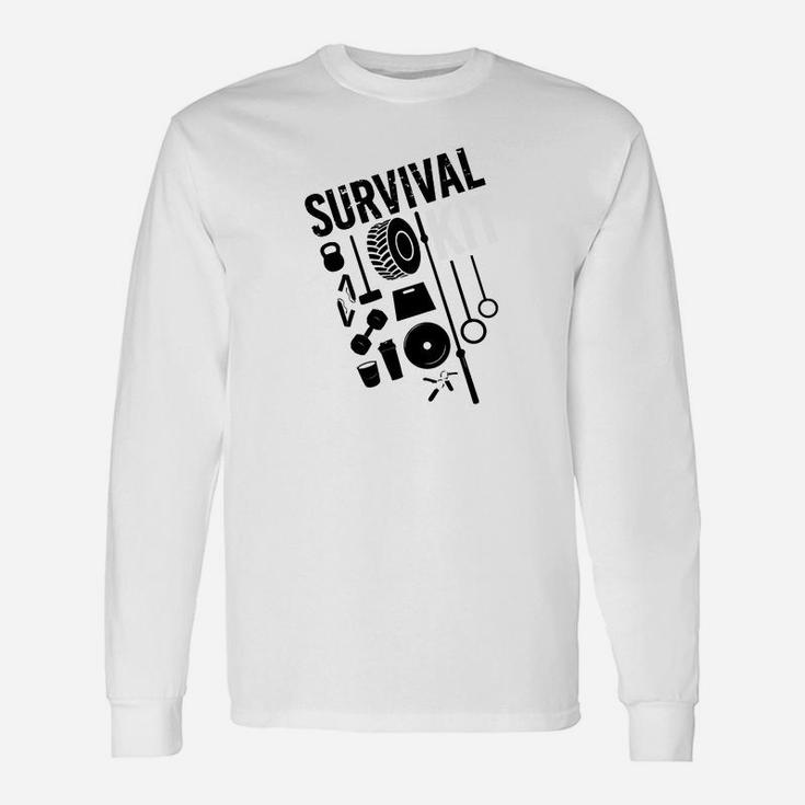 Survival-Print Langarmshirts für Herren in Schwarz und Weiß, Outdoor Motiv