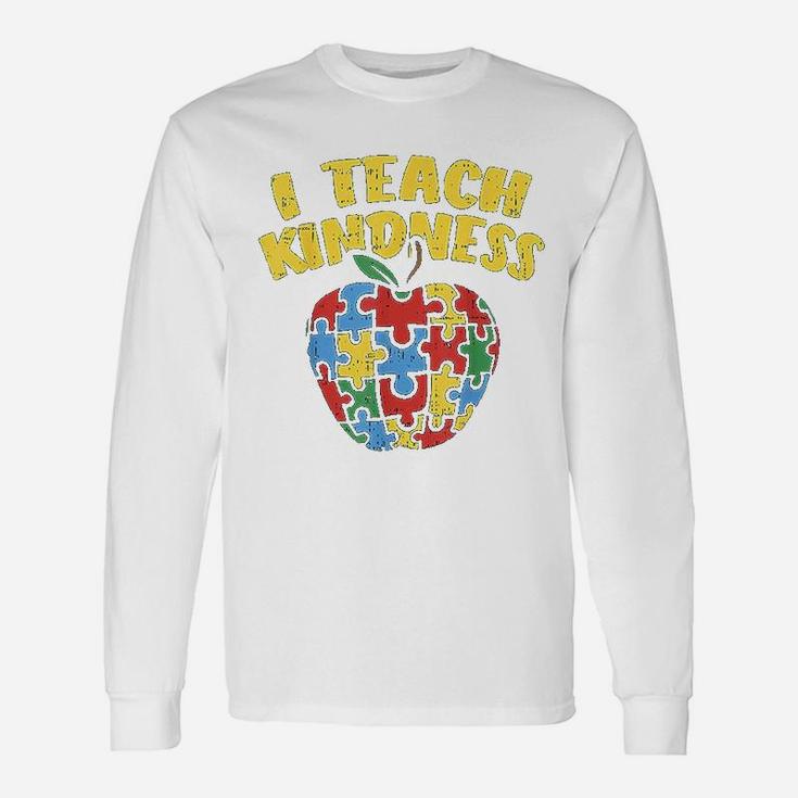 Teacher I Teach Kindness Apple Puzzle Long Sleeve T-Shirt