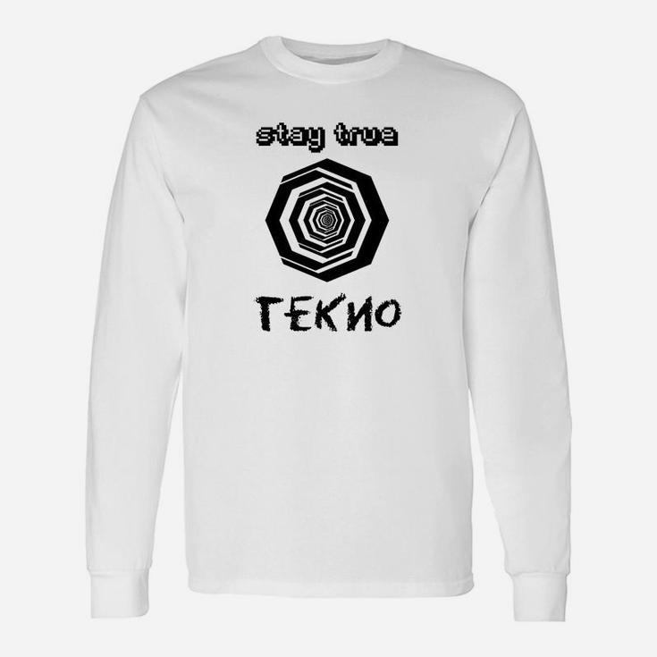 Tekno Hexagon Grafik Herren Weißes Langarmshirts, Stay True Design