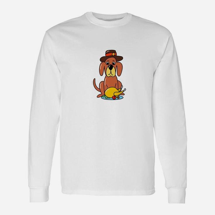 Thanksgiving Dog In Pilgrim Hat Turkey Long Sleeve T-Shirt